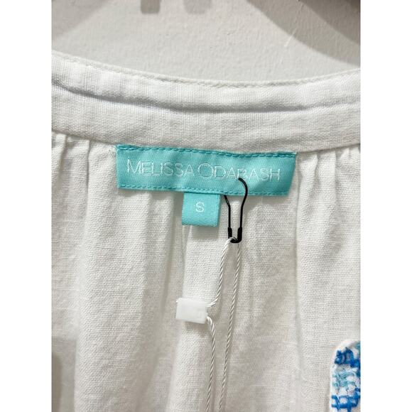 Melissa Odabash Embroidered Cover Up Kaftan Dress White/Blue Women's Size Small - Picture 4 of 4